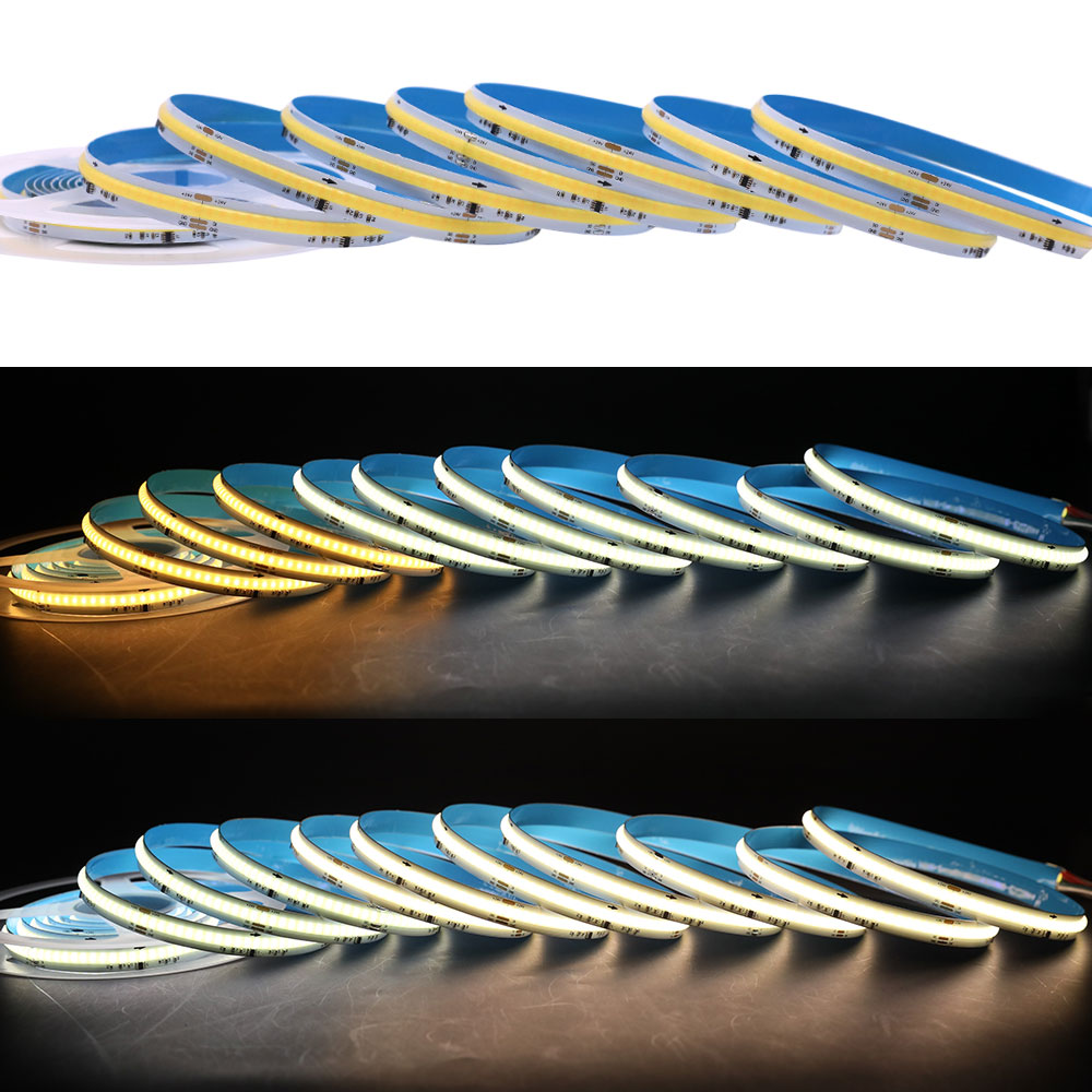 WS2811 DC24V adresovatelný CCT COB LED pásek 574 čipů/m – duální bílá tekoucí voda WS2811 DC24V adresovatelný CCT COB LED pásek 574 čipů/m – duální bílá tekoucí voda