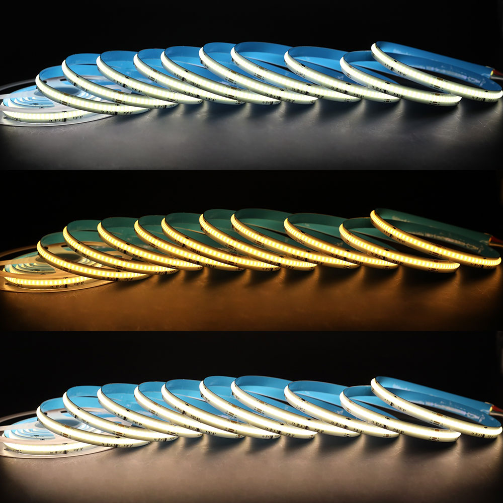 WS2811 DC24V adresovatelný CCT COB LED pásek 574 čipů/m – duální bílá tekoucí voda WS2811 DC24V adresovatelný CCT COB LED pásek 574 čipů/m – duální bílá tekoucí voda