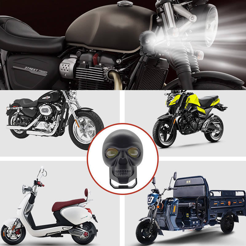 Fern- und Abblendlicht Totenkopf LED Motorradscheinwerfer Fern- und Abblendlicht Totenkopf LED Motorradscheinwerfer