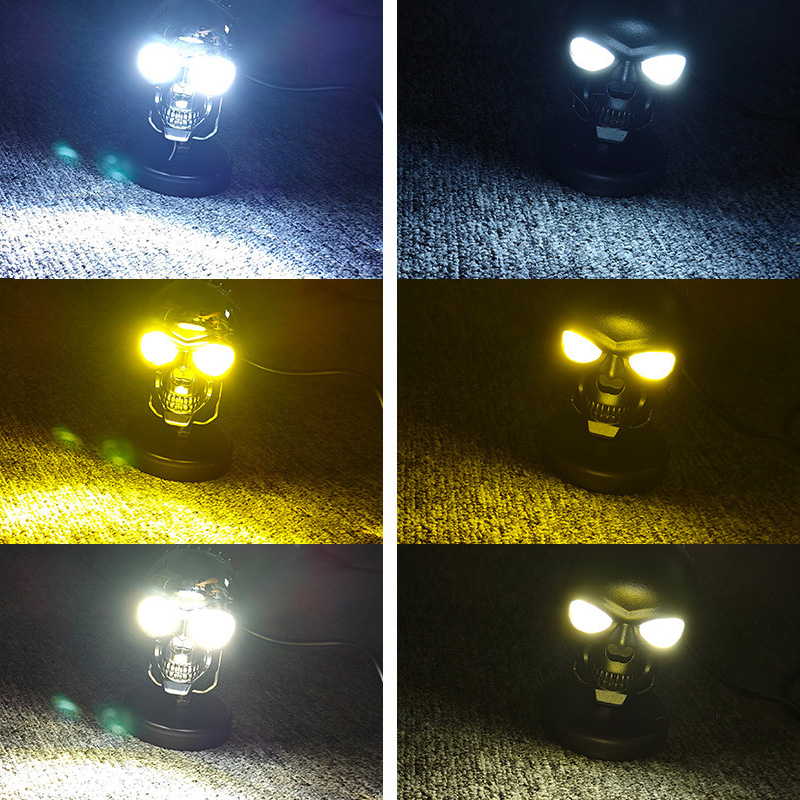 Fern- und Abblendlicht Totenkopf LED Motorradscheinwerfer Fern- und Abblendlicht Totenkopf LED Motorradscheinwerfer