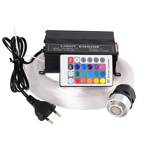 0.78 Zoll 0.75 mm * 50 Stück * (2 m + 3 m + 4 m + 5 m) 16 W RGBW 4 Steckertypauswahl RF 24-Tasten-Fernbedienung LED-Faseroptik-Licht-Sterndecken-Kit