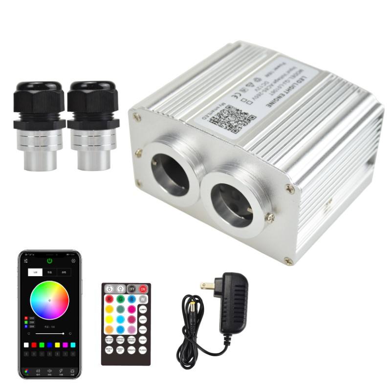 DC12V 16W ​​Doppelkopf-Bluetooth- und RF-Musik-Twinkle-RGBW-LED-Glasfaser-Illuminator