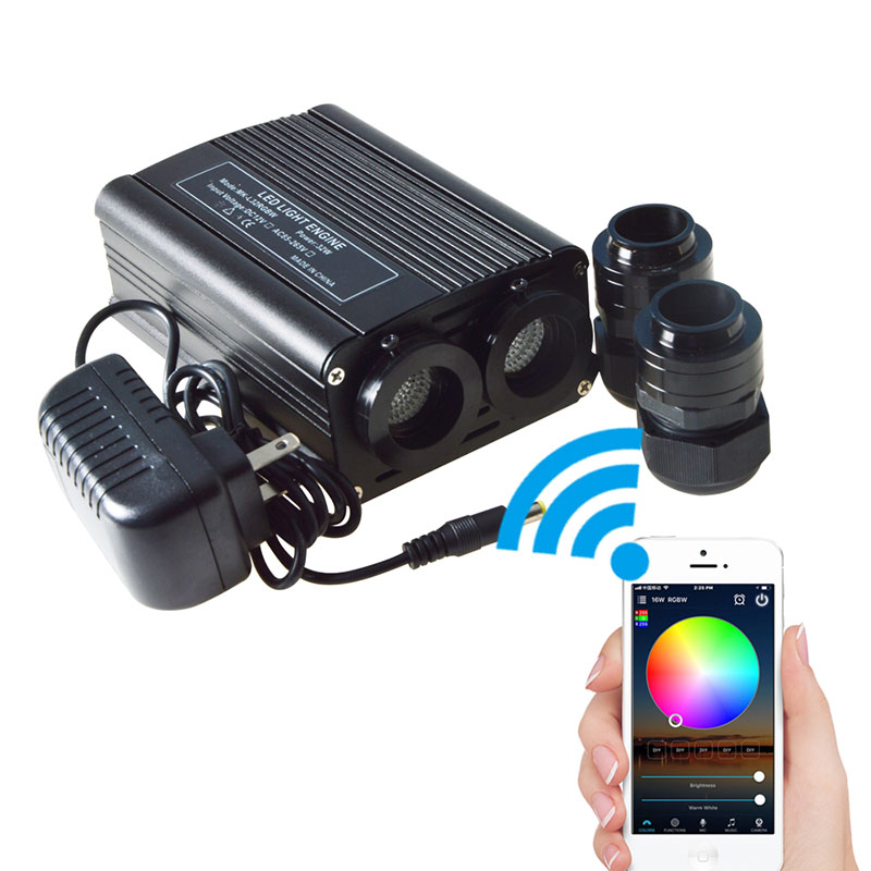 DC12V 16W ​​WIFI Smartphone-gesteuerter RGBW-Glasfaser-Illuminator, unterstützt Android und IOS