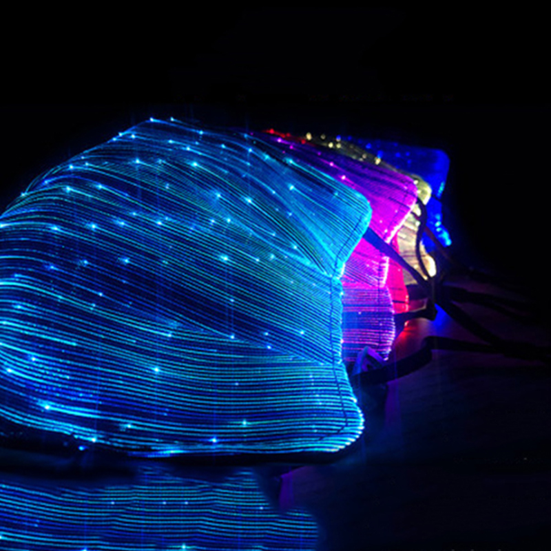 Barevná svítící skákací maska ​​LED, blikající maska ​​měnící barvu nabíjení USB