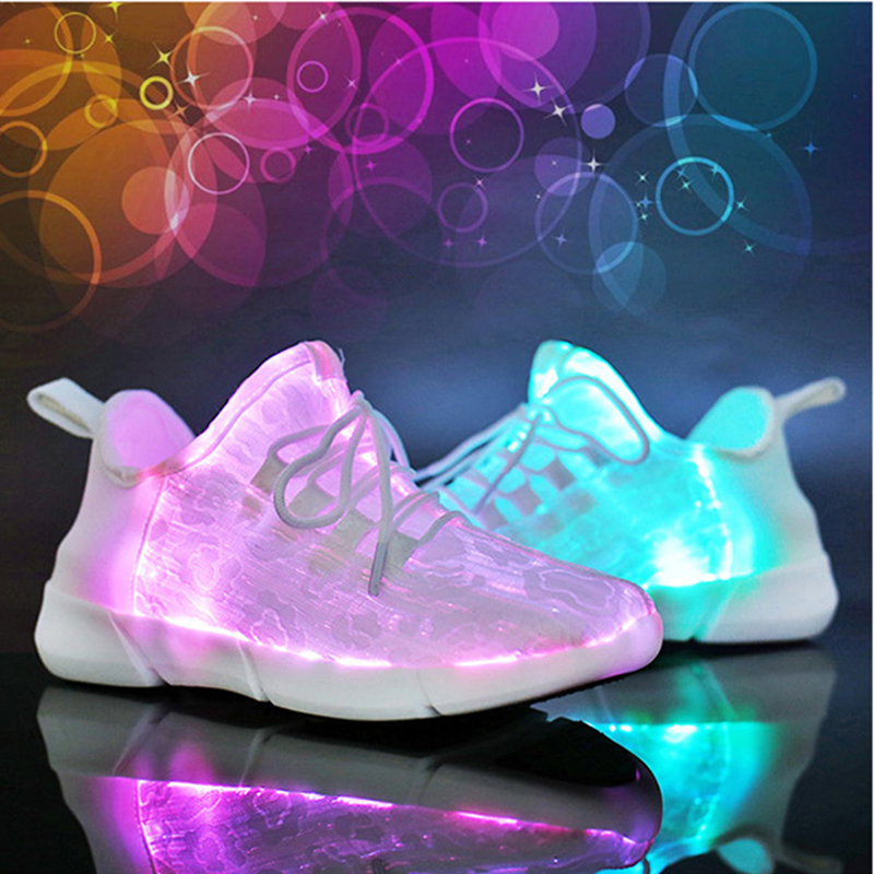 Barevné fluorescenční LED svítící boty, 26-46 yardů, USB nabíjení Blikající svítící boty Barevné fluorescenční LED svítící boty, 26-46 yardů, USB nabíjení Blikající svítící boty