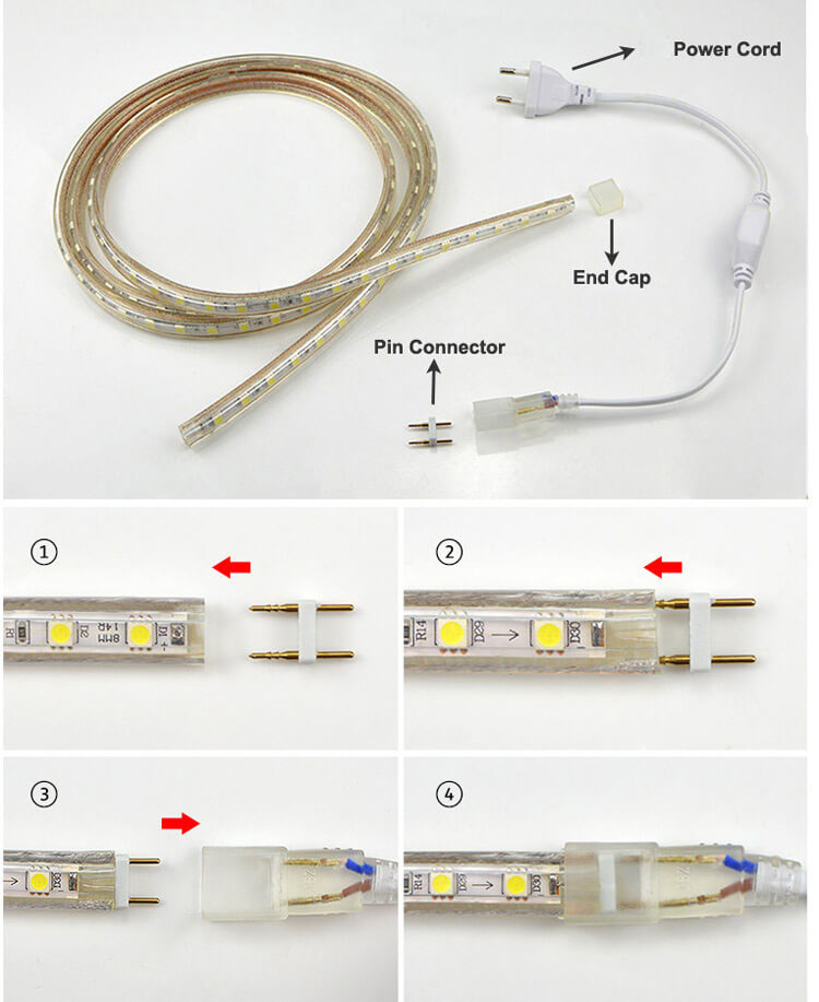 220V 110V High Voltage SMD5730 CCT Dimmable LED Strip Lights