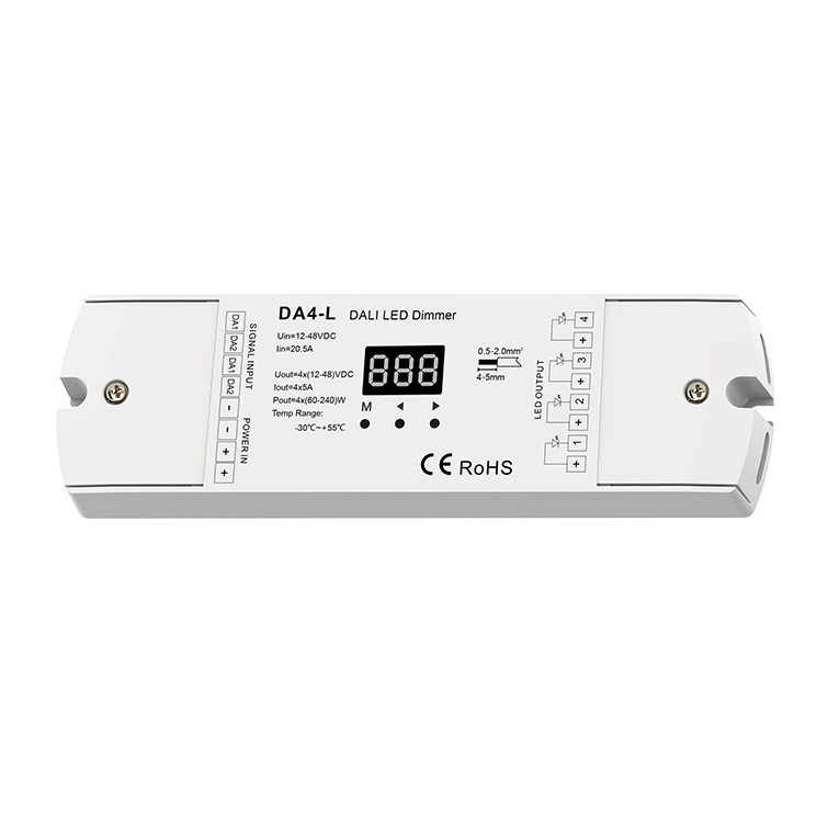 DA4-L 4CH*5A 12-48VDC konstantní napětí PWM DALI LED stmívatelný LED ovladač DA4-L 4CH*5A 12-48VDC konstantní napětí PWM DALI LED stmívatelný LED ovladač