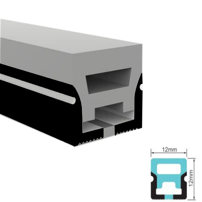 12 * 12 mm schwarzer Silikon-Streifendiffusor, dreiseitig emittierend, für 5–8 mm LED-Streifenlicht