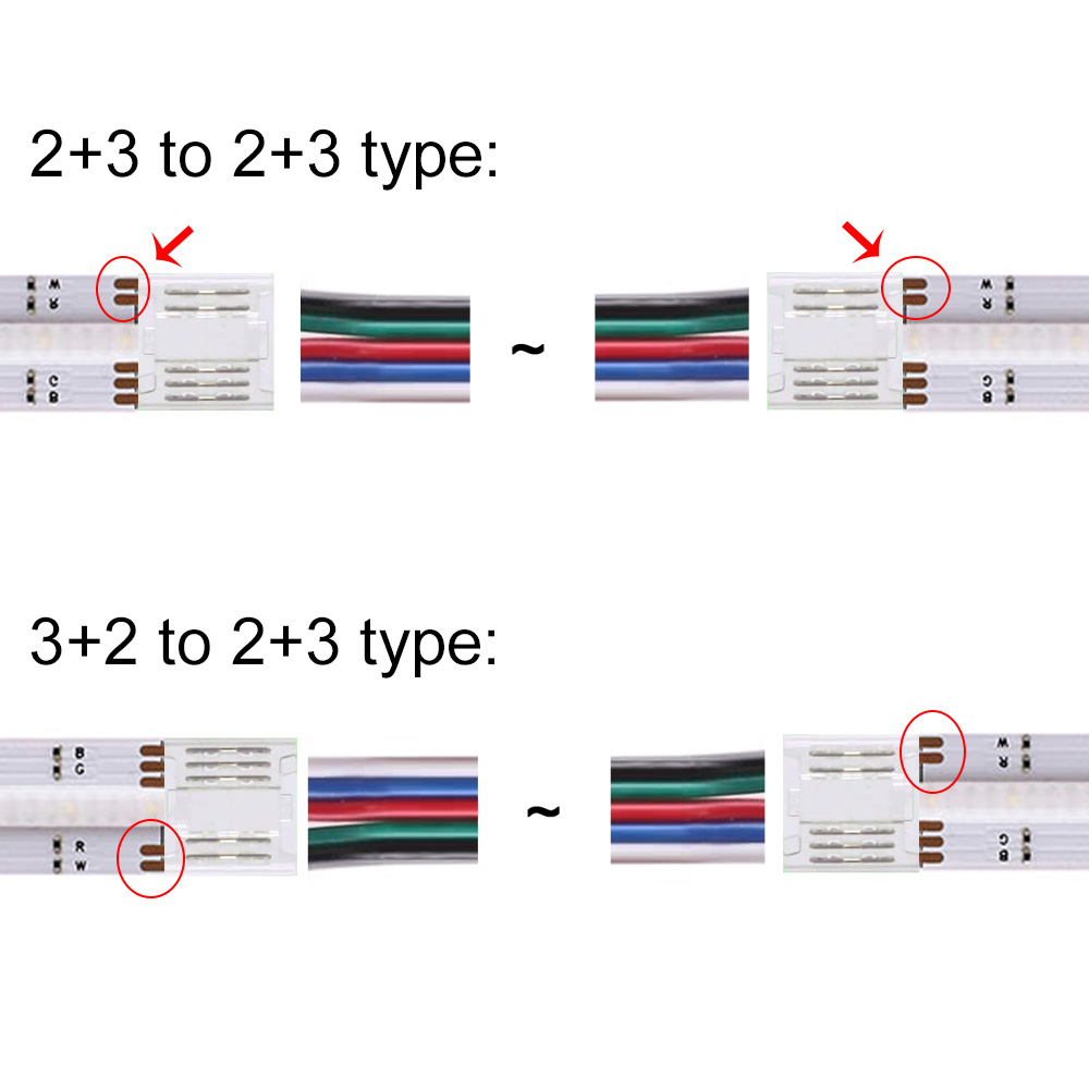 15cm Wire Length 5-Pin 12mm RGBW COB LED Connector