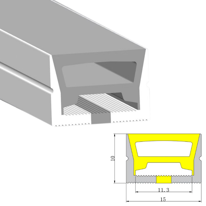 15x10mm vodotěsný silikonový LED profil pro 10mm páskové světlo