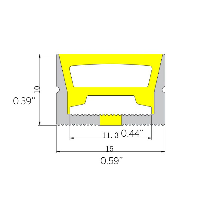 15 x 10 mm wasserdichtes Silikon-LED-Profil für 10 mm Lichtstreifen 15 x 10 mm wasserdichtes Silikon-LED-Profil für 10 mm Lichtstreifen
