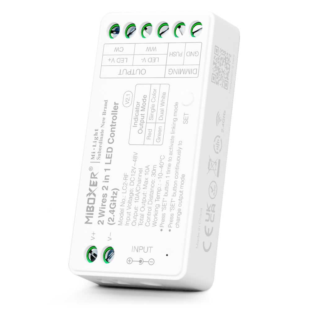 LC2-RF 2.4 GHz RF 2 Drähte 2 in 1 LED-Streifen-Controller – DC12 ~ 48 V Eingang