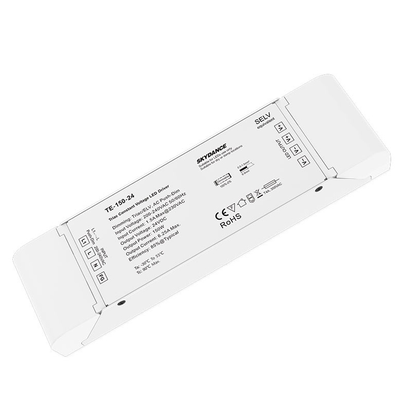 220V Eingangsspannung 24V 150W Triac Dimmbarer LED-Treiber TE-150-24