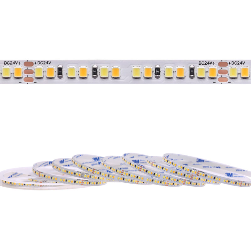 DC24V 8mm 2835 CCT Warmweiß + Tageslichtweiß Dimmbare LED-Lichtleisten DC24V 8mm 2835 CCT Warmweiß + Tageslichtweiß Dimmbare LED-Lichtleisten