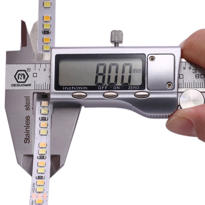 DC24V 8mm 2835 CCT Warmweiß + Tageslichtweiß Dimmbare LED-Lichtleisten DC24V 8mm 2835 CCT Warmweiß + Tageslichtweiß Dimmbare LED-Lichtleisten