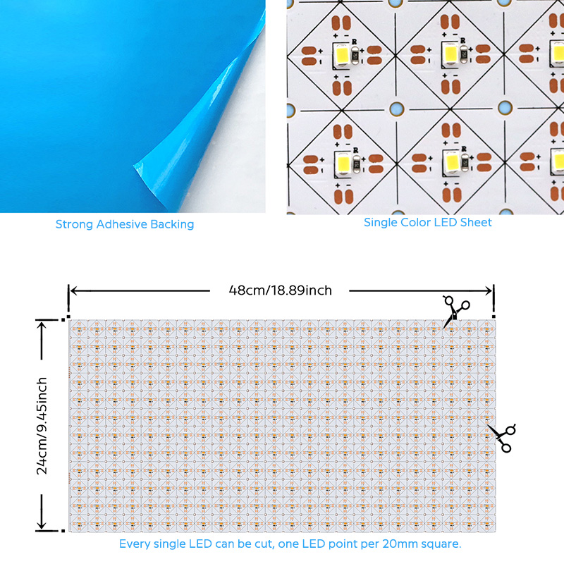 24V SMD2835 White LED Back Lighting Sheet Flexible 24X12