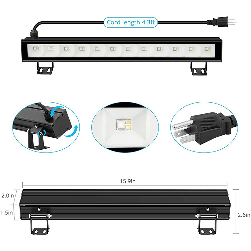 27W 395-405nm UV-A Lineární nástěnná podložka Černé světlo 12LED AC85-265V Vstup 27W 395-405nm UV-A Lineární nástěnná podložka Černé světlo 12LED AC85-265V Vstup