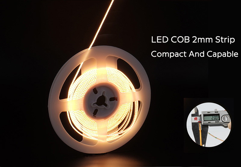 Detaily nejužší COB LED pásky o šířce 2 mm