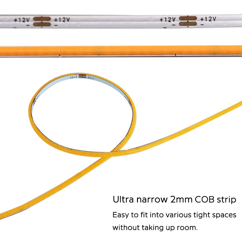 Skinny 2mm COB LED pásek světla bílá barva 480 LED na metr Skinny 2mm COB LED pásek světla bílá barva 480 LED na metr