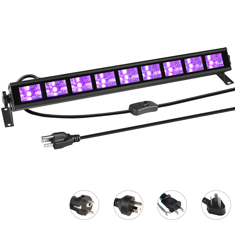 36 W 385–400 nm schwarze UV-Linear-Wandfluterleuchte 9 LEDs AC85–265 V Eingang