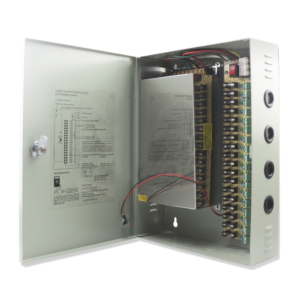 480W 20A 18CH DC24V výstupní režim přepínače CCTV distribuční box Přenosný napájecí zdroj pro IR kamerové monitorovací zařízení LED pásková světla