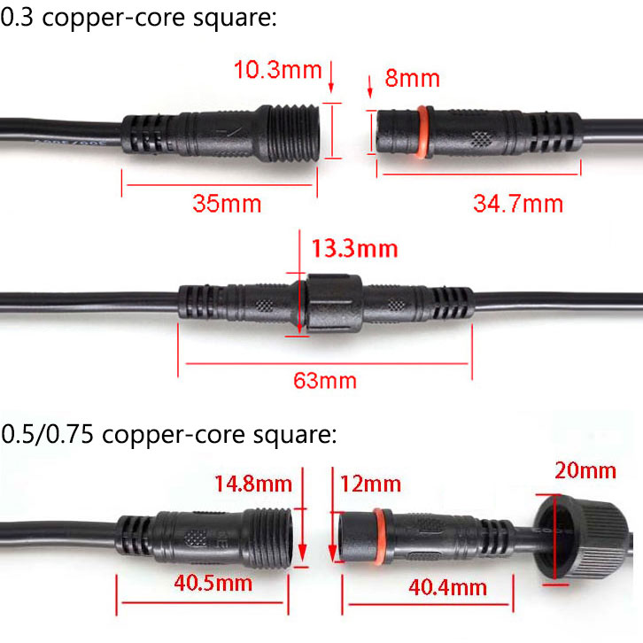 2 pin led strip connector - waterproof connector