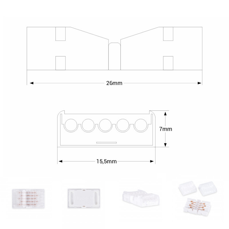 5 Pin Wire Electrical Connector For RGBW LED Strip