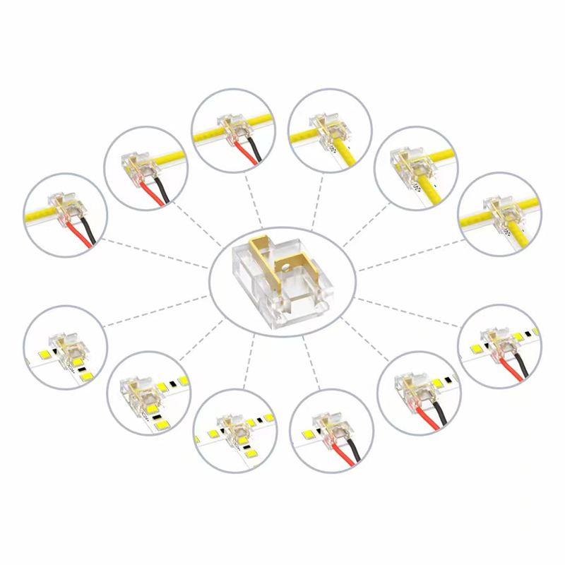 Vše v jednom SMD a COB kompatibilní LED páskový světelný konektor 2 pin 8mm