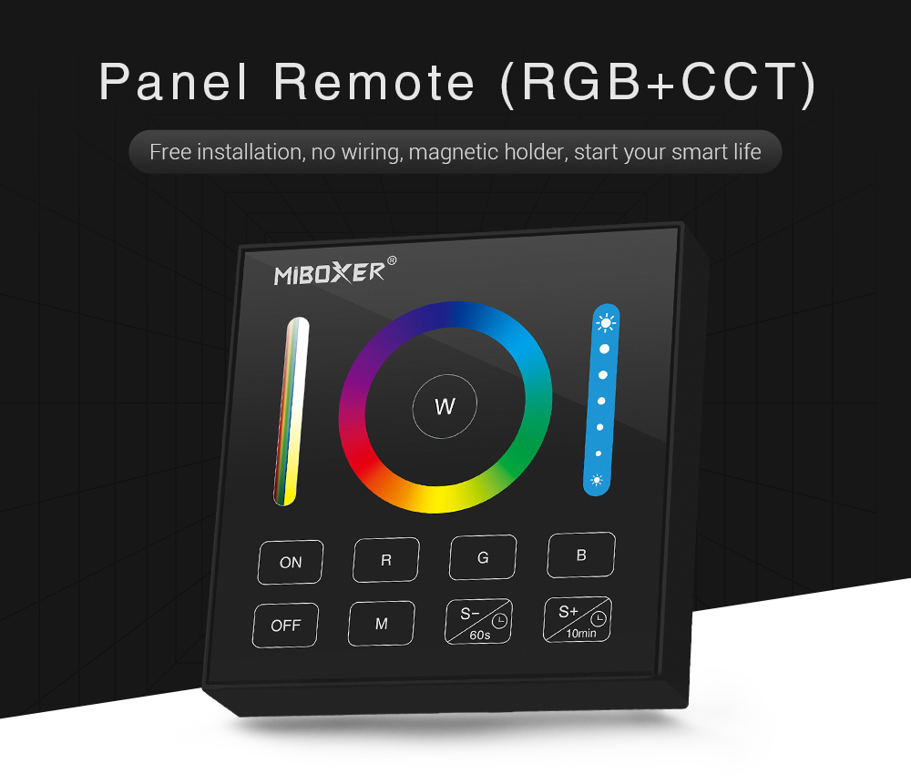 B0-B 2.4GHz RF Wireless Smart Black RGBCCT LED Wall Controller