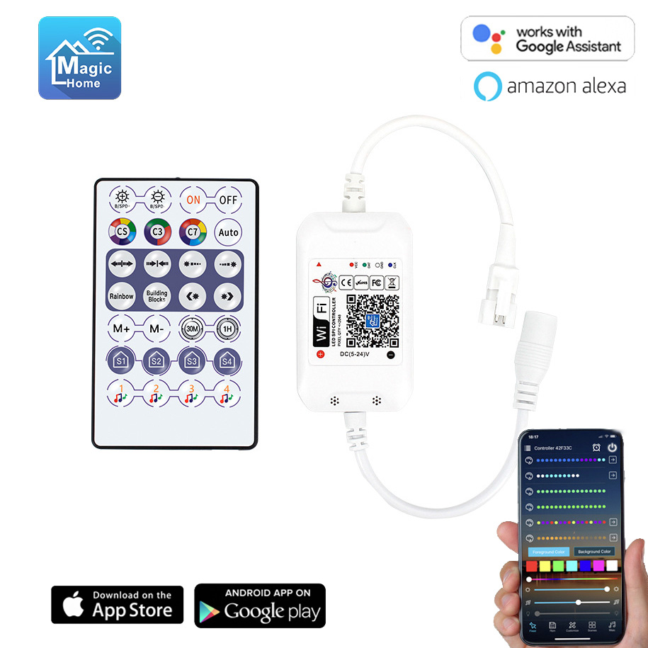 SPI WiFi Alexa LED ovladač s RF dálkovým ovládáním hlasovým ovládáním SPI WiFi Alexa LED ovladač s RF dálkovým ovládáním hlasovým ovládáním