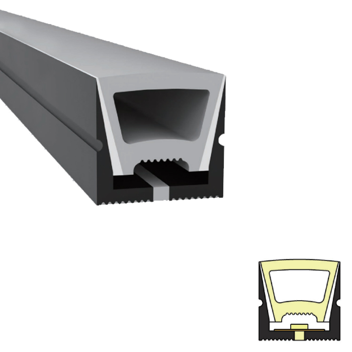 12*12mm černá silikonová LED neonová difuzorová trubice pro 8mm LED pásek 120° horní vyzařování