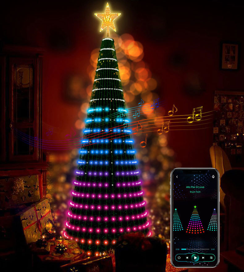 Super RGB 7 Ft Plug in DIY Smart Christmas Tree Light APP Controlled LED  Animated Lightshow Xmas Tree String Light With Remote