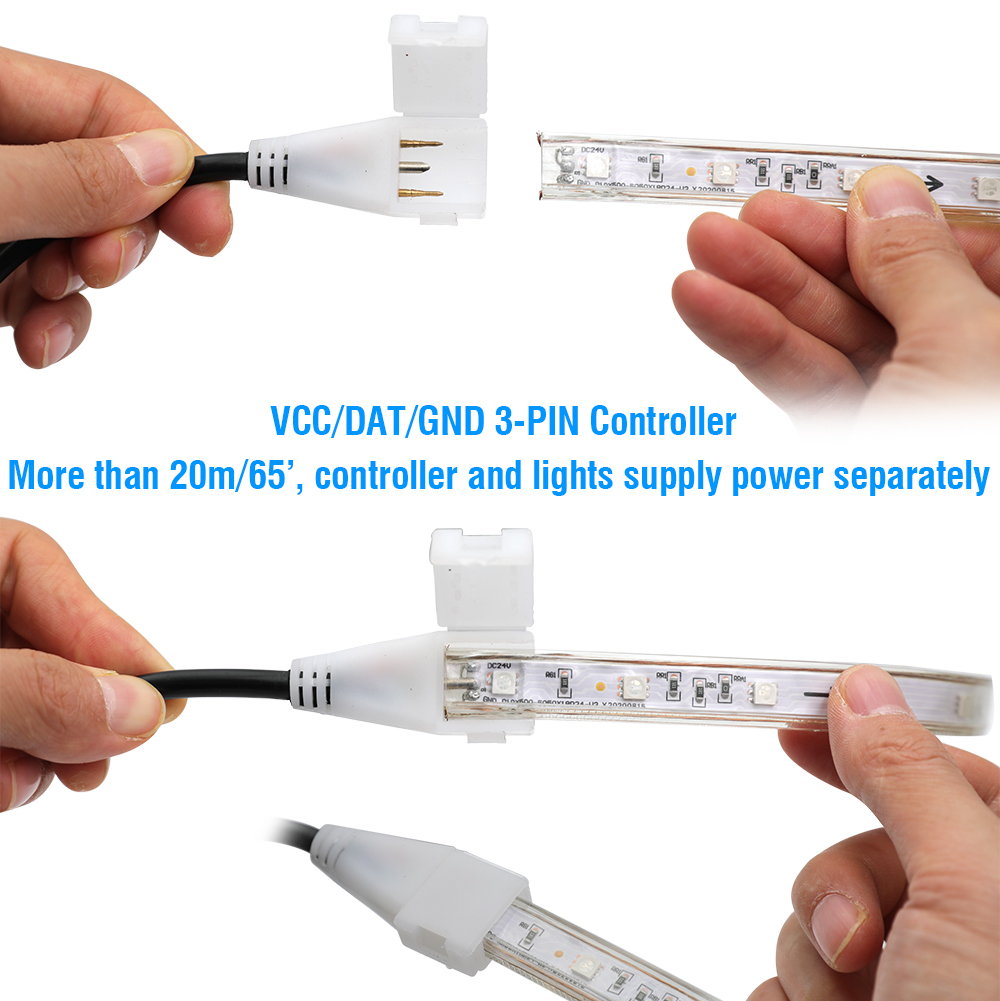 DC24V 16.4-100 stop WS2811 adresovatelná sada LED pásků s barevným proužkem – Vodotěsná průhledná trubice IP67 – délka, volitelný hudební ovladač DC24V 16.4-100 stop WS2811 adresovatelná sada LED pásků s barevným proužkem – Vodotěsná průhledná trubice IP67 – délka, volitelný hudební ovladač