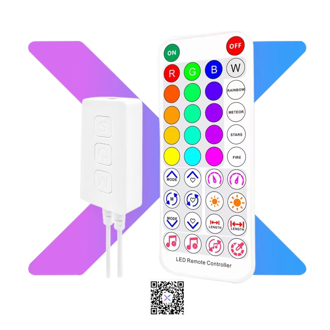 SP611E DC5~24V Ovladač hudebního Bluetooth s duálním signálovým výstupem LED s 38 klávesami RF dálkovým a tlačítkovým ovládáním pro LED páskové světlo Dream Color