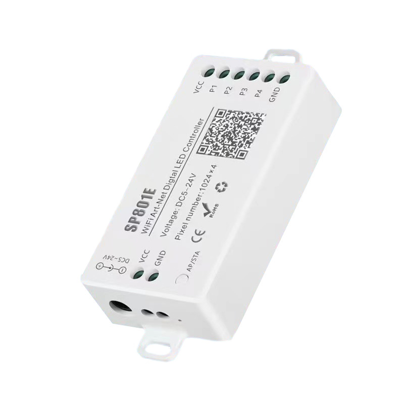 SP801E 4 SPI kanál MAX výstup 4096 pixelů WIFI Art-Net APP Control Digitální adresovatelný LED ovladač SP801E 4 SPI kanál MAX výstup 4096 pixelů WIFI Art-Net APP Control Digitální adresovatelný LED ovladač