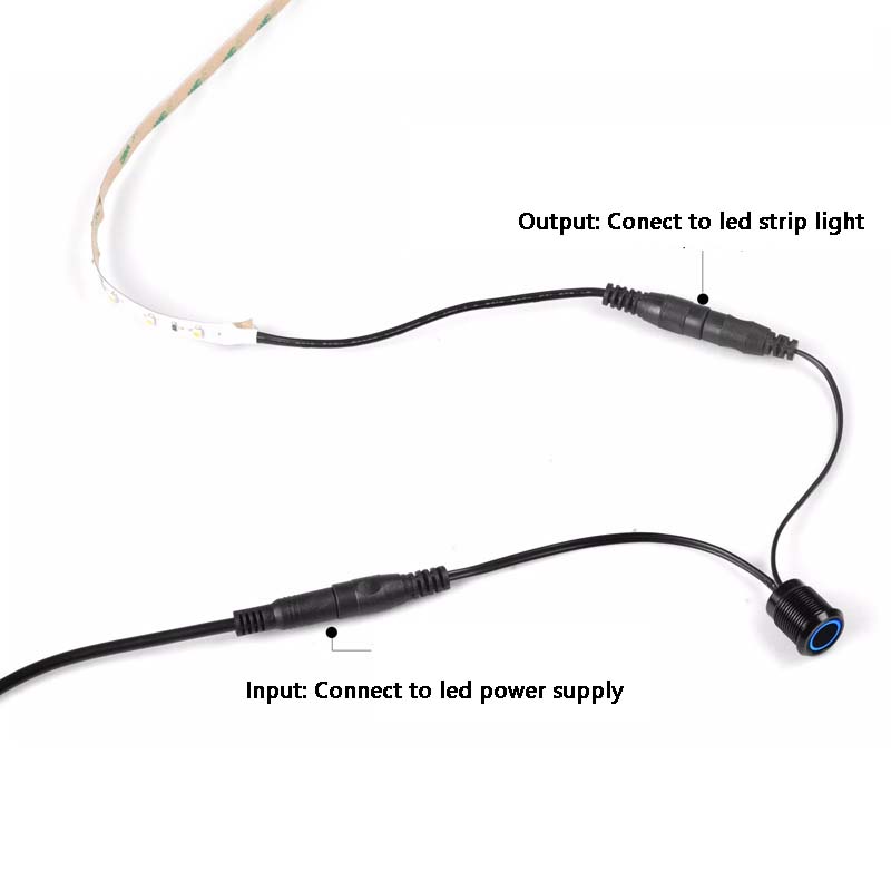 DC12-24V černý LED stmívací dotykový spínač pro jednobarevné LED světelné pásy DC12-24V černý LED stmívací dotykový spínač pro jednobarevné LED světelné pásy