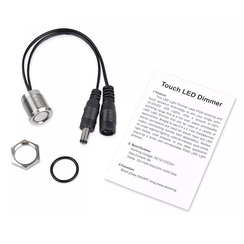 Dotykový stmívač LED DC12-24V pro jednobarevná LED pásková světla Dotykový stmívač LED DC12-24V pro jednobarevná LED pásková světla