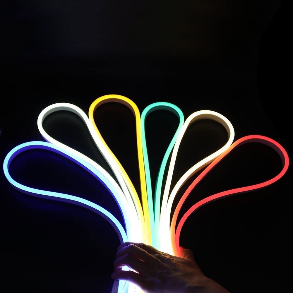 DC12/24V Waterproof Color Changing RGB Flexible LED Neon Rope Light For  Edge Decorative Lighting