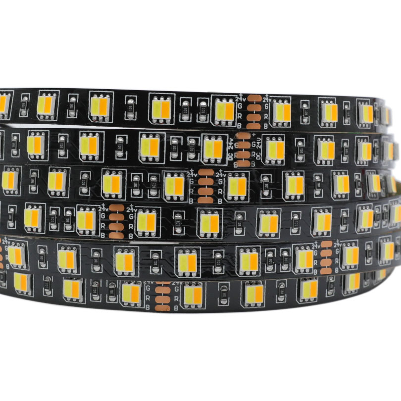 DC12/24V 5050SMD 60LEDs/M 2PIN1 CCT Flexibilní LED páskové světlo – čistě bílá + teplá bílá, 16.4 FT/role