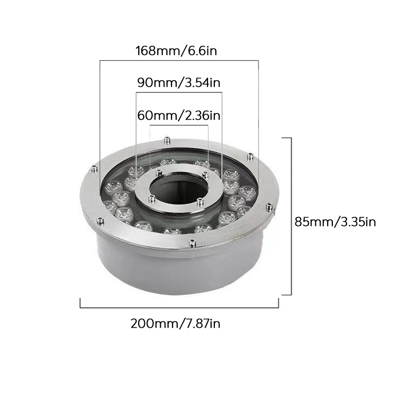 DC24V 24W 24LED RGB DMX vodní fontána s LED kruhovým světelným zdrojem DC24V 24W 24LED RGB DMX vodní fontána s LED kruhovým světelným zdrojem
