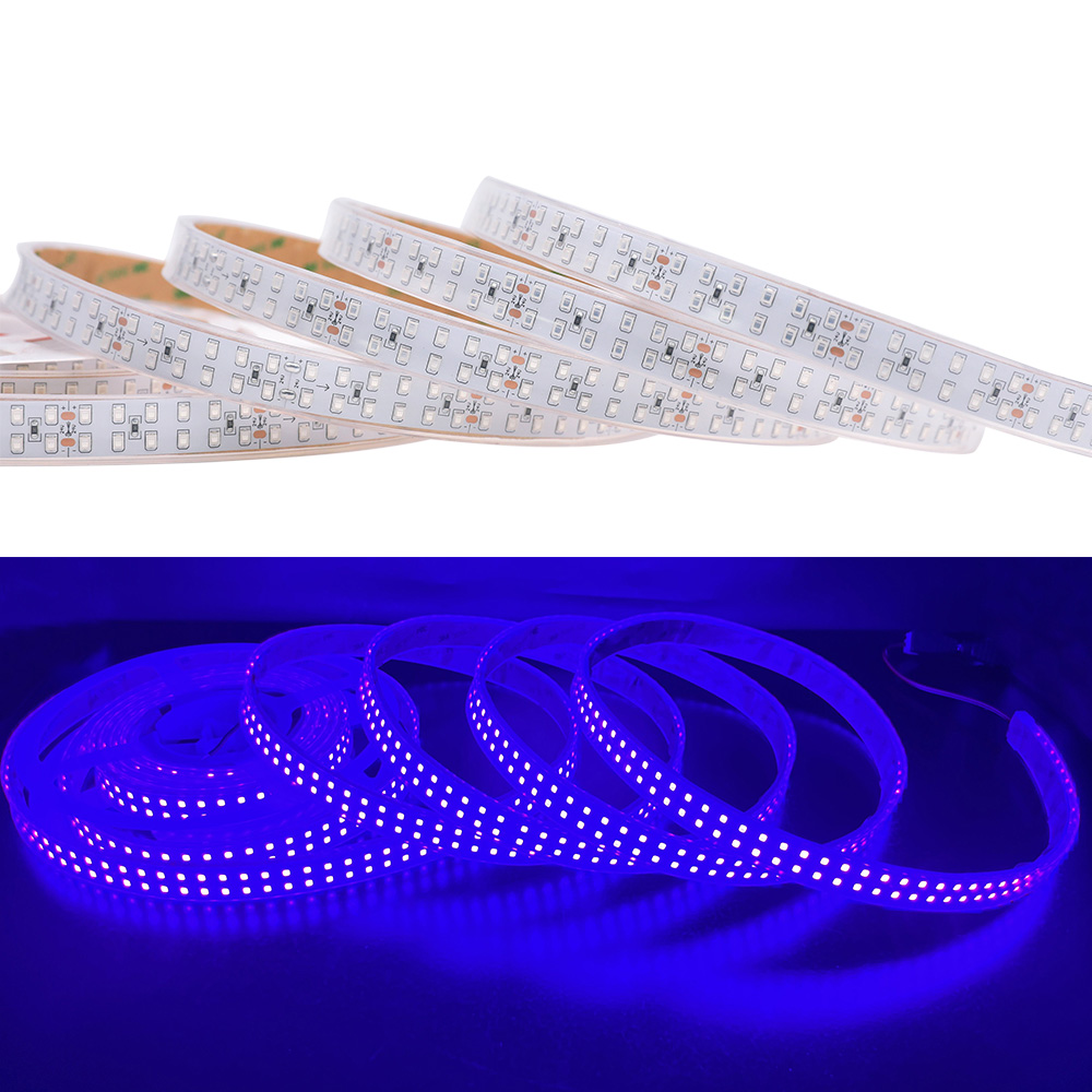 Snor Virksomhedsbeskrivelse Atlantic DC12V/24V Double Row UV Black Light LED Strip 365nm and 395-405nm UV A Light  [FSLDR-24V-2835X1200UV]