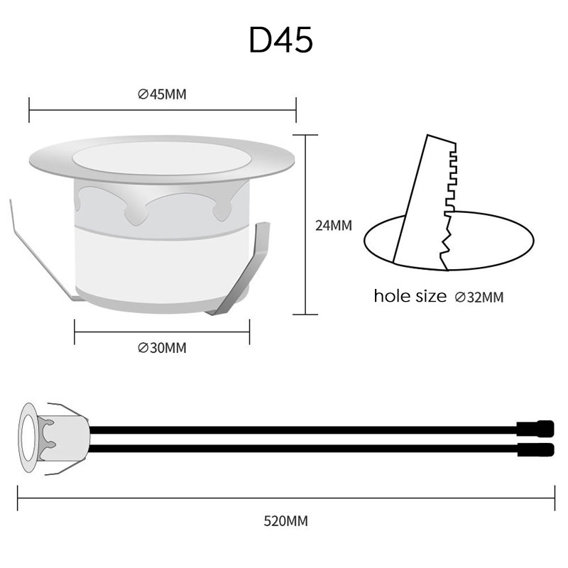 DC24V Low Voltage D30 D45 Recessed RGB LED Deck Satir Lighting Outdoor