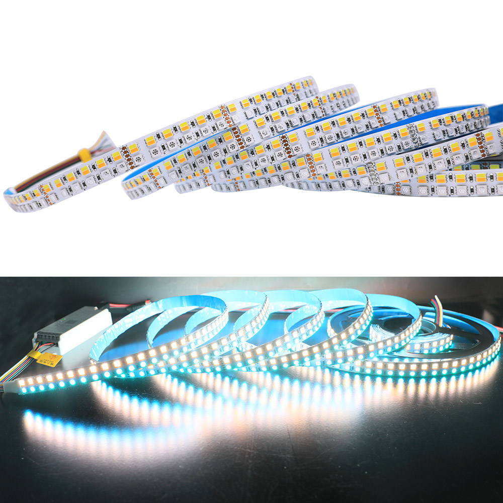 DC24V RGBCCT Farbwechselnder LED-Lichtstreifen mit hoher Dichte, 960 LEDs, 16.4 Fuß Länge DC24V RGBCCT Farbwechselnder LED-Lichtstreifen mit hoher Dichte, 960 LEDs, 16.4 Fuß Länge
