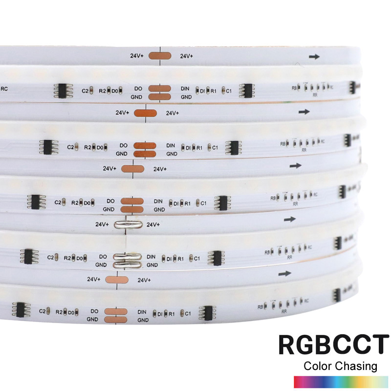 DC24V Smart RGBCCT COB LED-Streifen adressierbar flexibles punktloses Licht