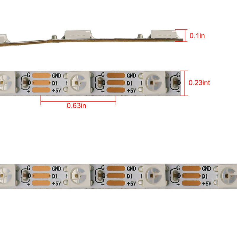 DC5V 4mm Široký 60LED/m WS2812B Adresovatelný RGB LED pásek s procházením barev DC5V 4mm Široký 60LED/m WS2812B Adresovatelný RGB LED pásek s procházením barev