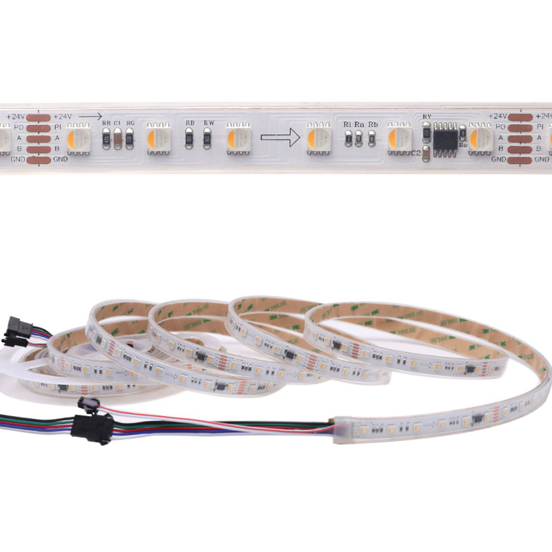 Řada DMX512 DC24V RGBW adresovatelné LED pásy – 60LED/m Bod zlomu Obnovení barev LED světla Řada DMX512 DC24V RGBW adresovatelné LED pásy – 60LED/m Bod zlomu Obnovení barev LED světla