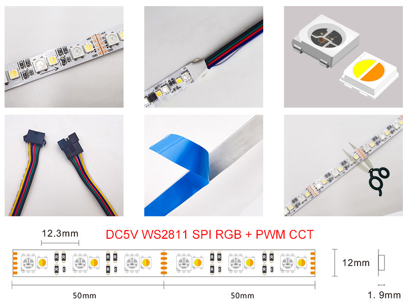 5V WS2811 Addressable RGB + PWM CCT LED Strip Lights