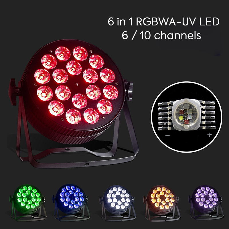 DMX 6-in-1 RGBW UV LED Par Light 18x18W