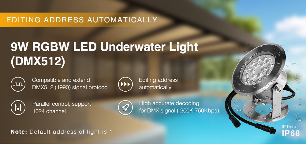 Vodotěsné RGBW LED podvodní světlo DMX512 IP68