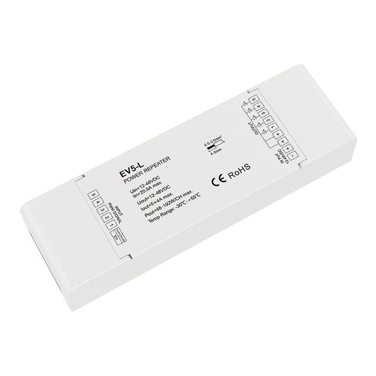 EV5-L 12-48VDC konstantní napětí PWM opakovač napájení pro LED pásek se změnou barvy